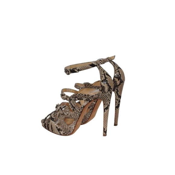 Alexandre Birman Strappy Gladiator Sandals US 7.5 EU 37.5 Tan Brown Python Snake - Picture 5 of 12
